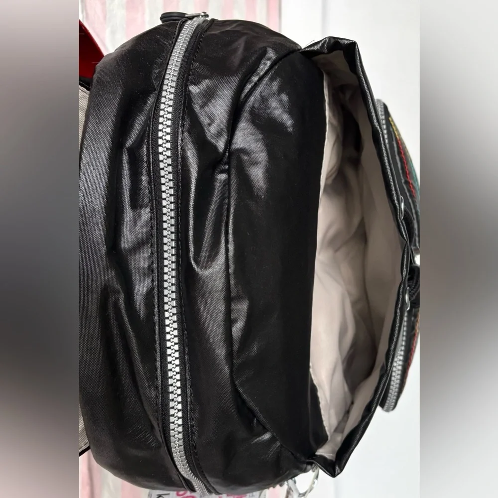 Kipling Rainbow Stitch Ravier DayPack Backpack in Black Style  BP4154 LQR NWT